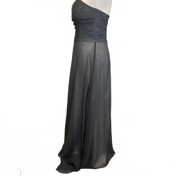Vintage Jim Hjelm Occasions Women's 10 Grey Strapless Maxi Dress Gown Back Zip - Picture 8 of 15